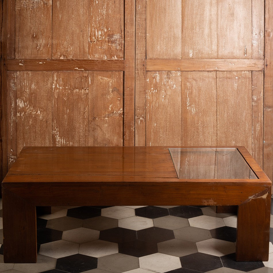 MESA MADEIRA E VIDRO