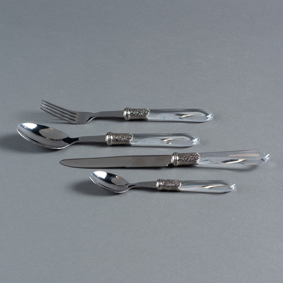 CJ. DE TALHERES DE METAL COM CABO TRANSPARENTE - 24PCS