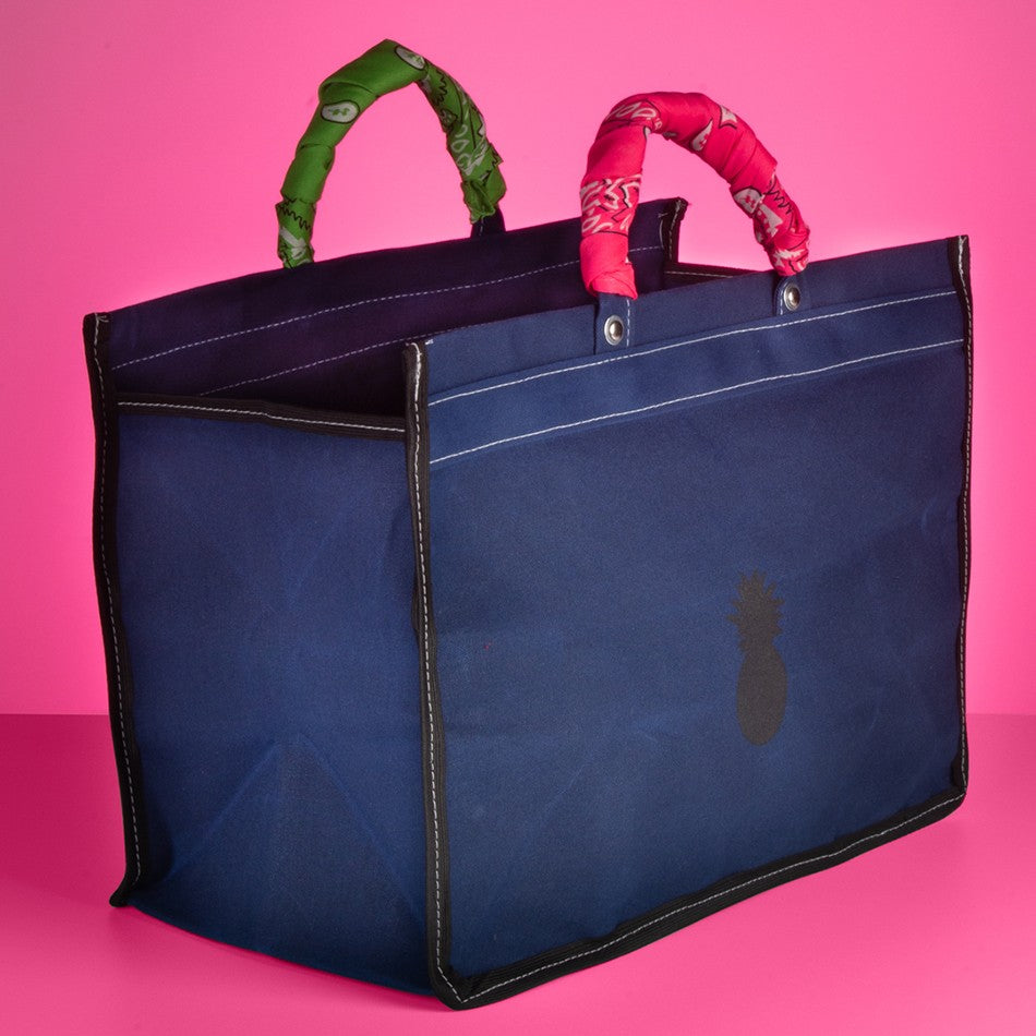 SACOLA DE LONA COM BANDANAS - AZUL