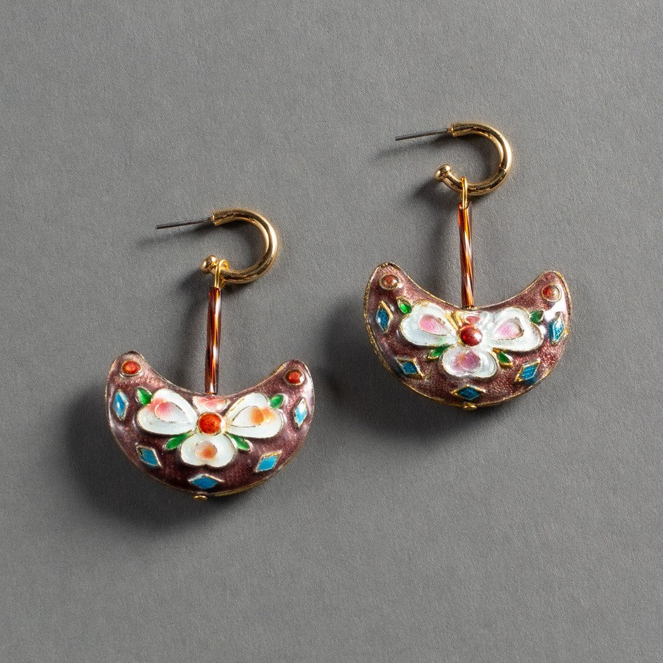 BRINCO CLOISONNÉ BARCA ROSE ESCURO