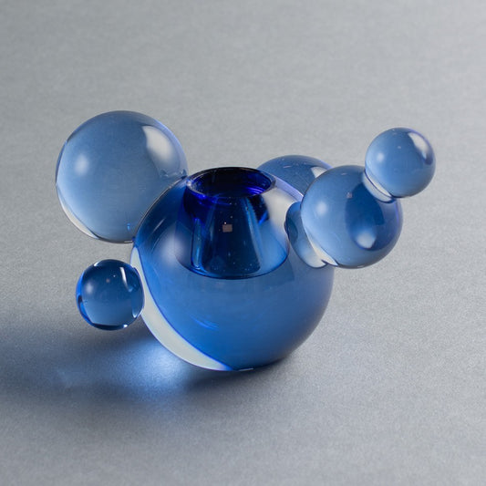 CASTIÇAL BOLAS VETRO AZUL