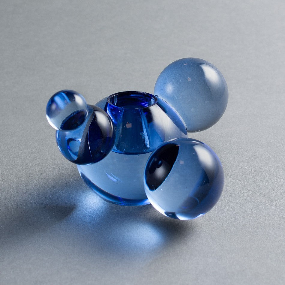 CASTIÇAL BOLAS VETRO AZUL