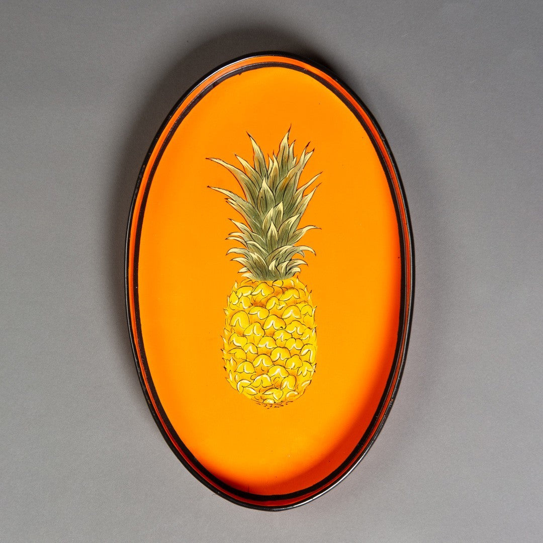 BANDEJA METAL ABACAXI PINTADO À MÃO