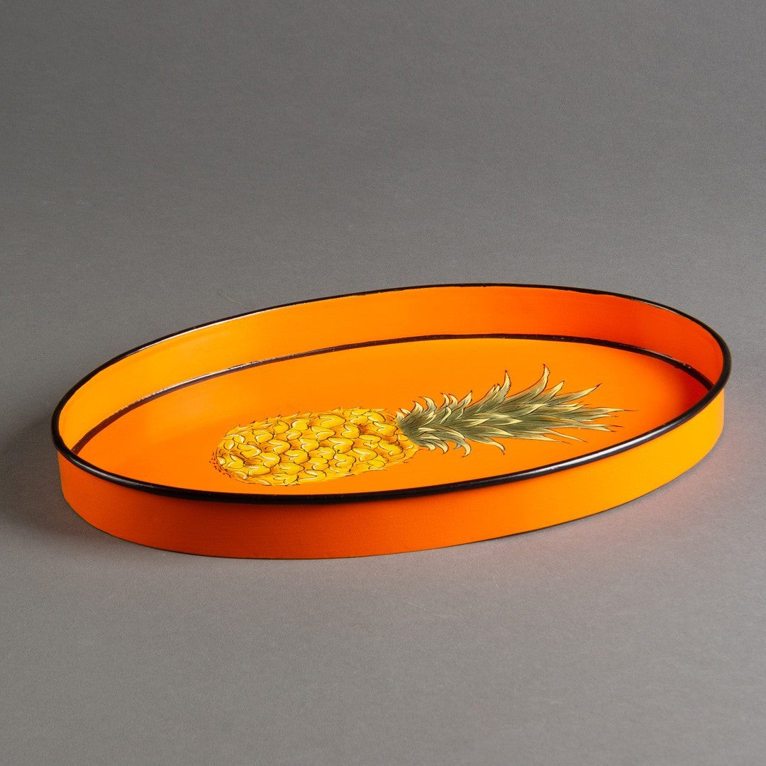 BANDEJA METAL ABACAXI PINTADO À MÃO