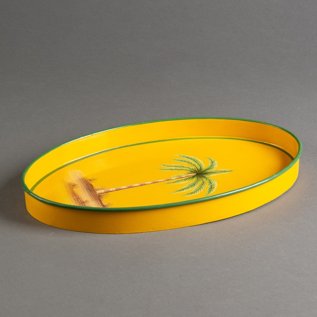 BANDEJA METAL PALMEIRA PINTADO À MÃO