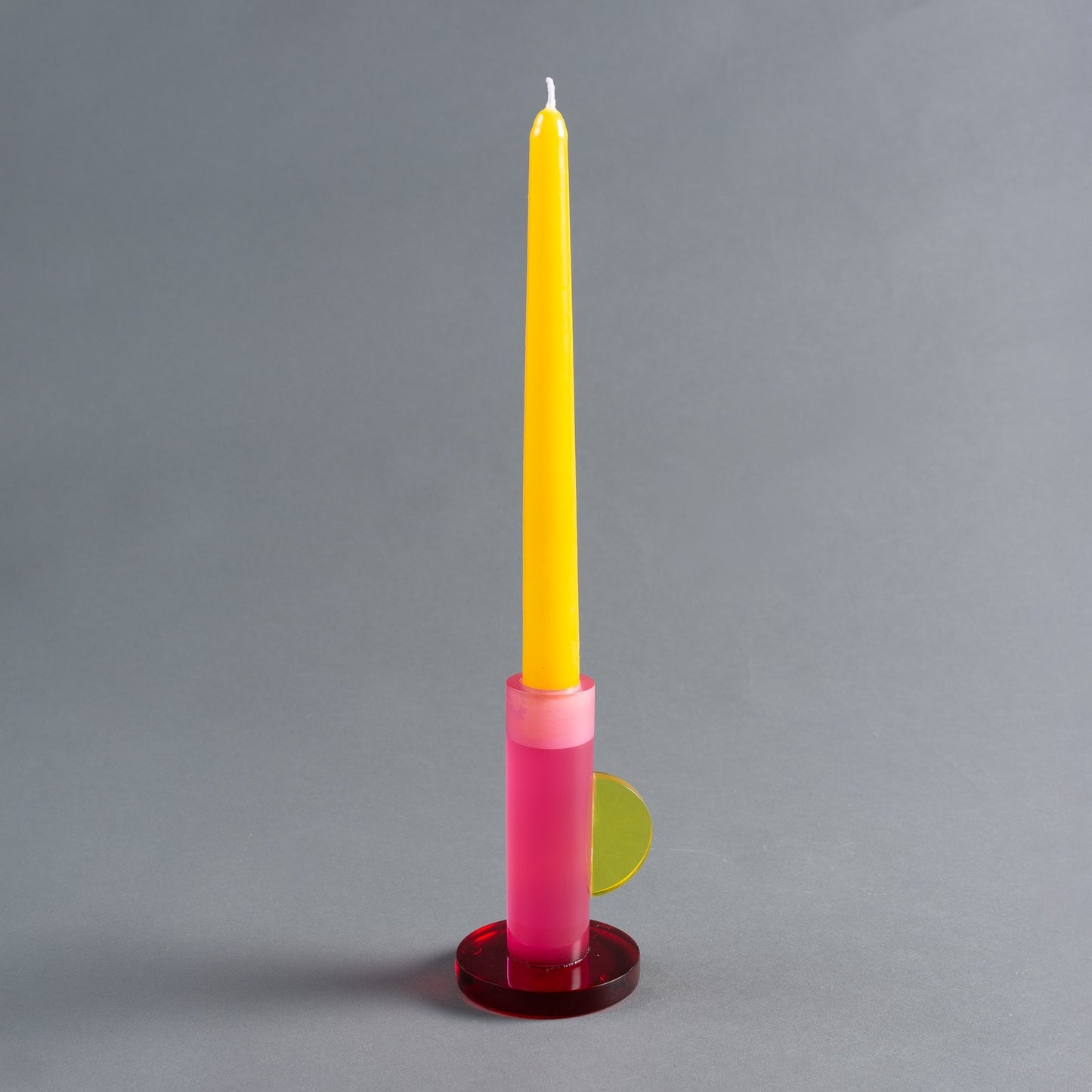 CASTIÇAL ROSA E AMARELO
