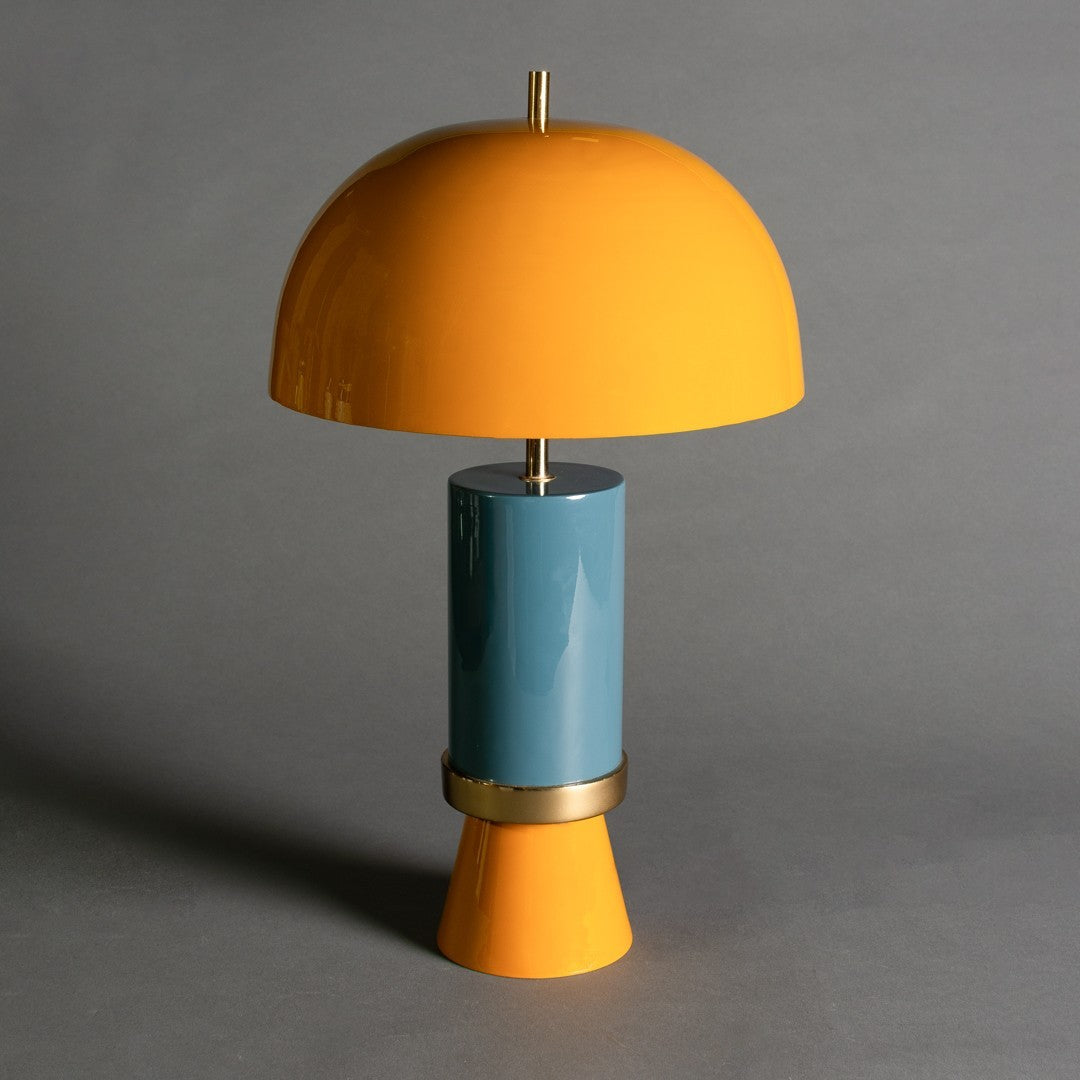 ABAJUR METAL VERDE E MOSTARDA