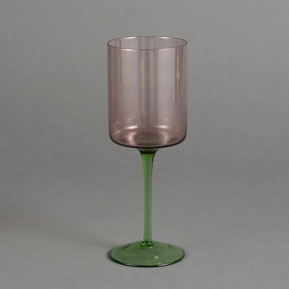 TAÇA VIDRO ROSA E VERDE