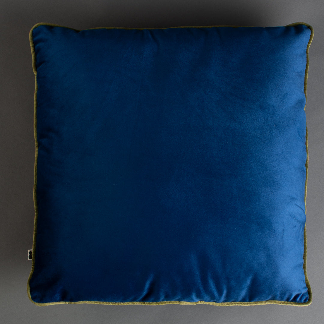 ALMOFADA QUAD VELUDO - AZUL COM VIVO PISTACHE