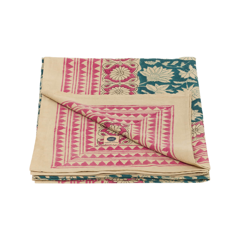 TOALHA DE MESA BLU E ROSA