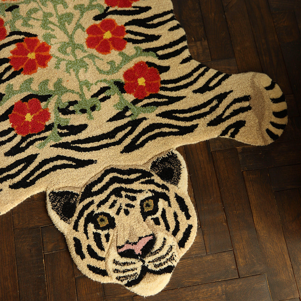 TAPETE IMP TIGRE FLORAL LARGE