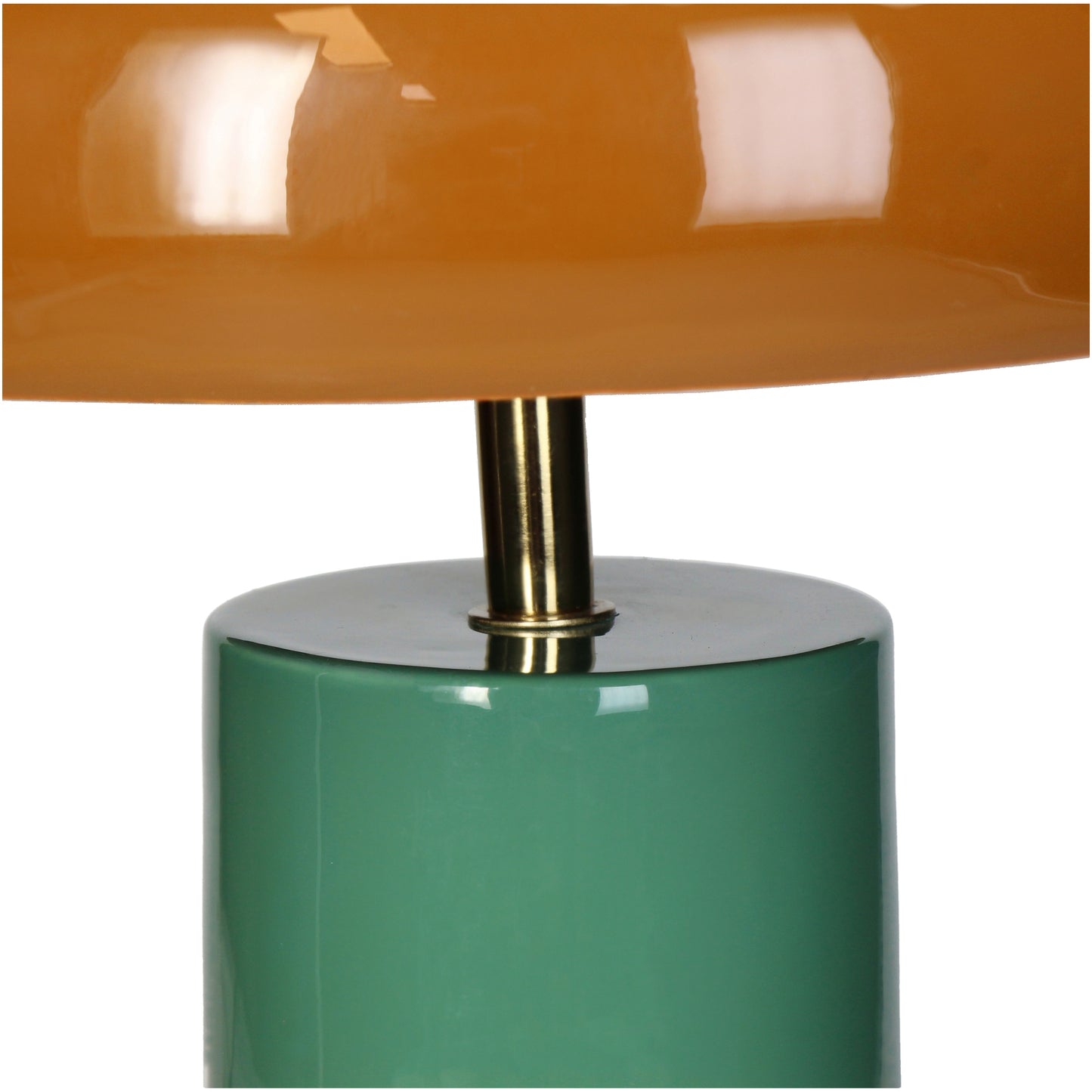 ABAJUR METAL VERDE E CARAMELO