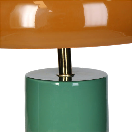 ABAJUR METAL VERDE E CARAMELO