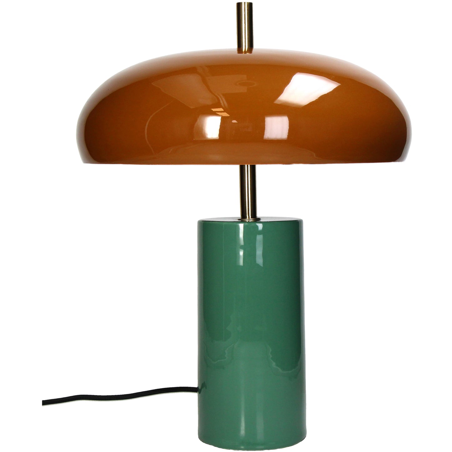 ABAJUR METAL VERDE E CARAMELO