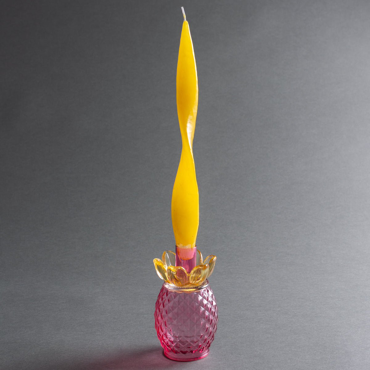 CASTIÇAL VETRO ANANAS ROSA