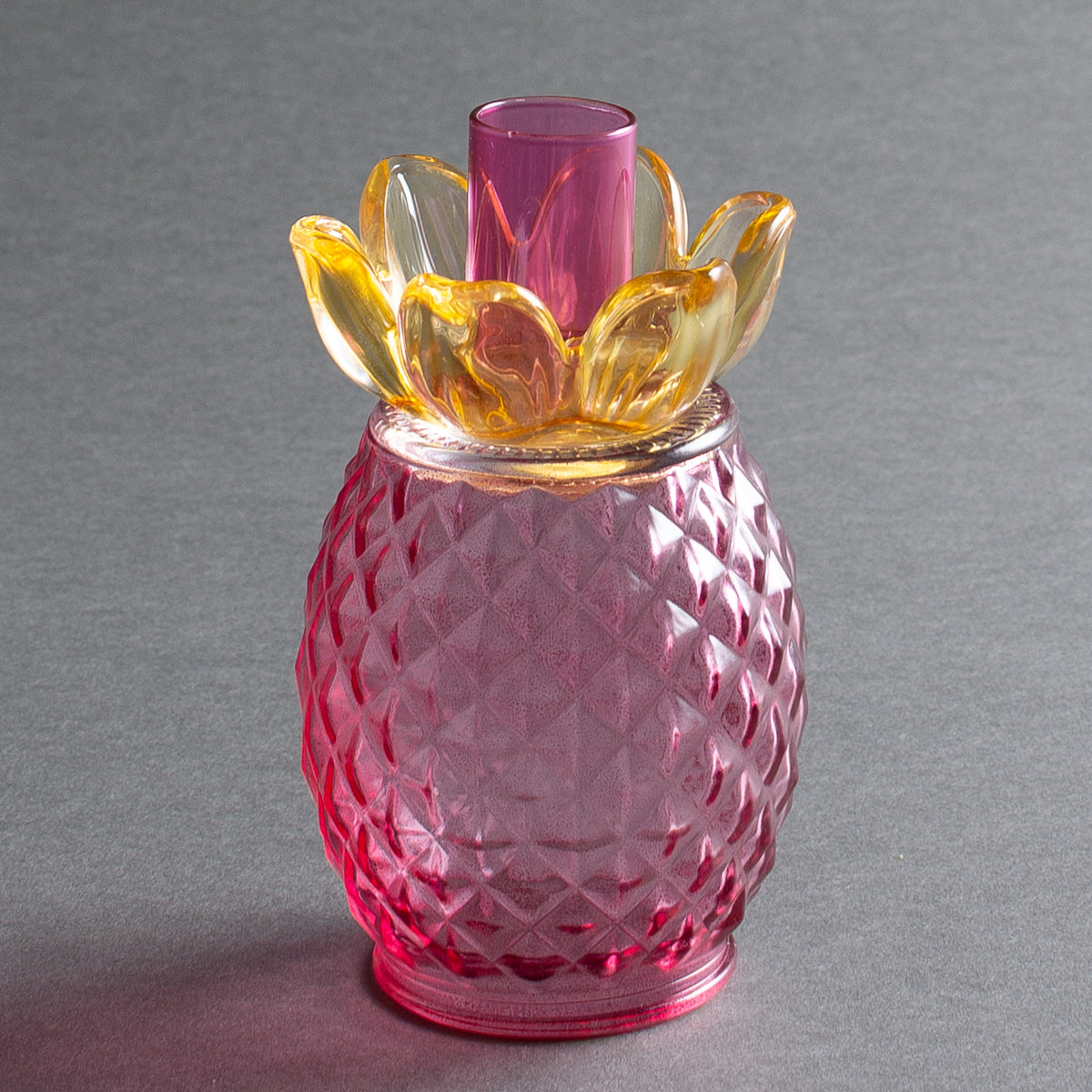 CASTIÇAL VETRO ANANAS ROSA