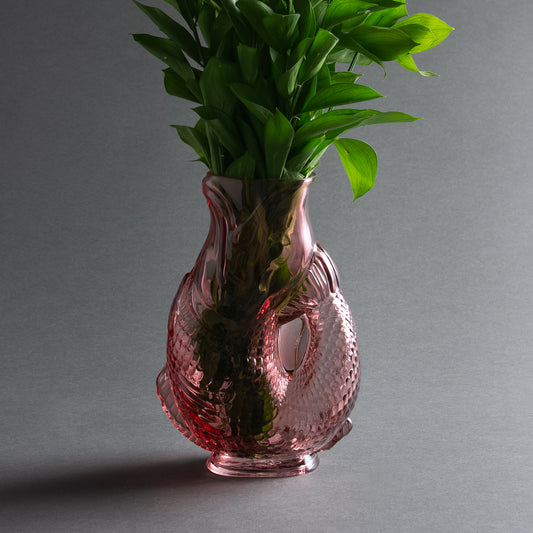 VASO PESCE VETRO ROSA