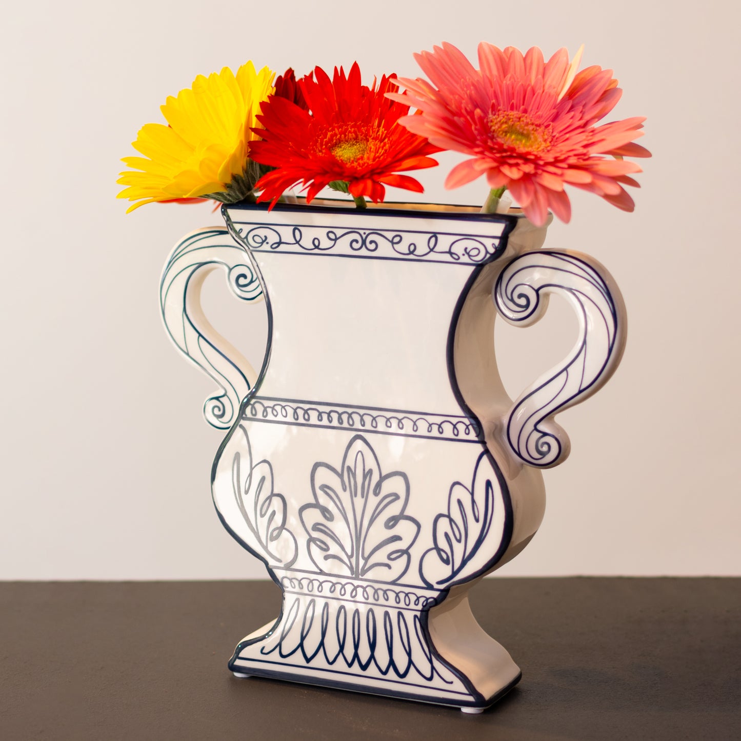 VASO ÂNFORA BIANCO E BLU