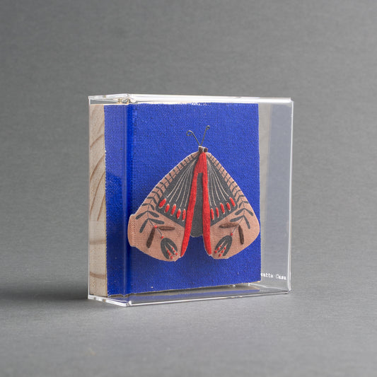 QUADRO ACRÍLICO BORBOLETA BEGE FUNDO BLU