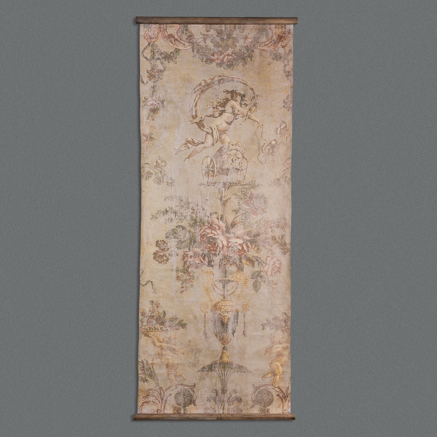 GRAVURA PAREDE QUERUBIM E FIORI