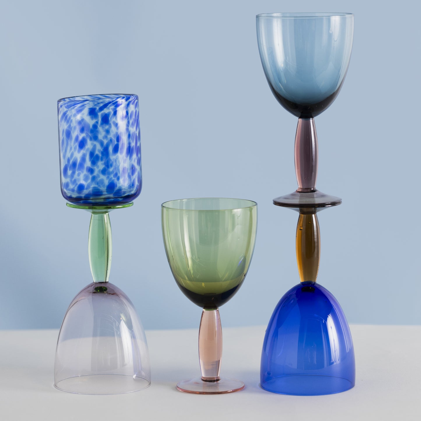 TAÇA VETRO BLU E GIALLO